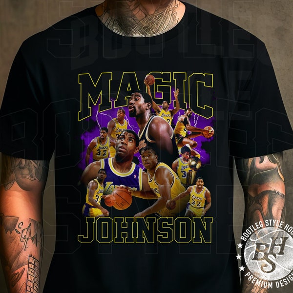 Magic Johnson vintage basketball t-shirt 90s bootleg shirt Magic Johnson gift for basketball fan gift for him Los Angeles throwback t-shirt