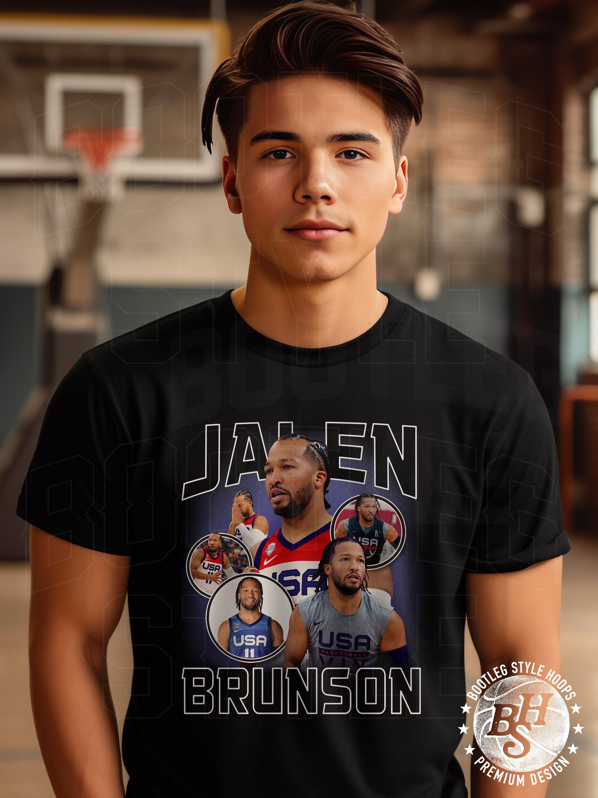 Jalen Brunson Shirt 90s Bootleg Vintage Basketball Tee for Men 
