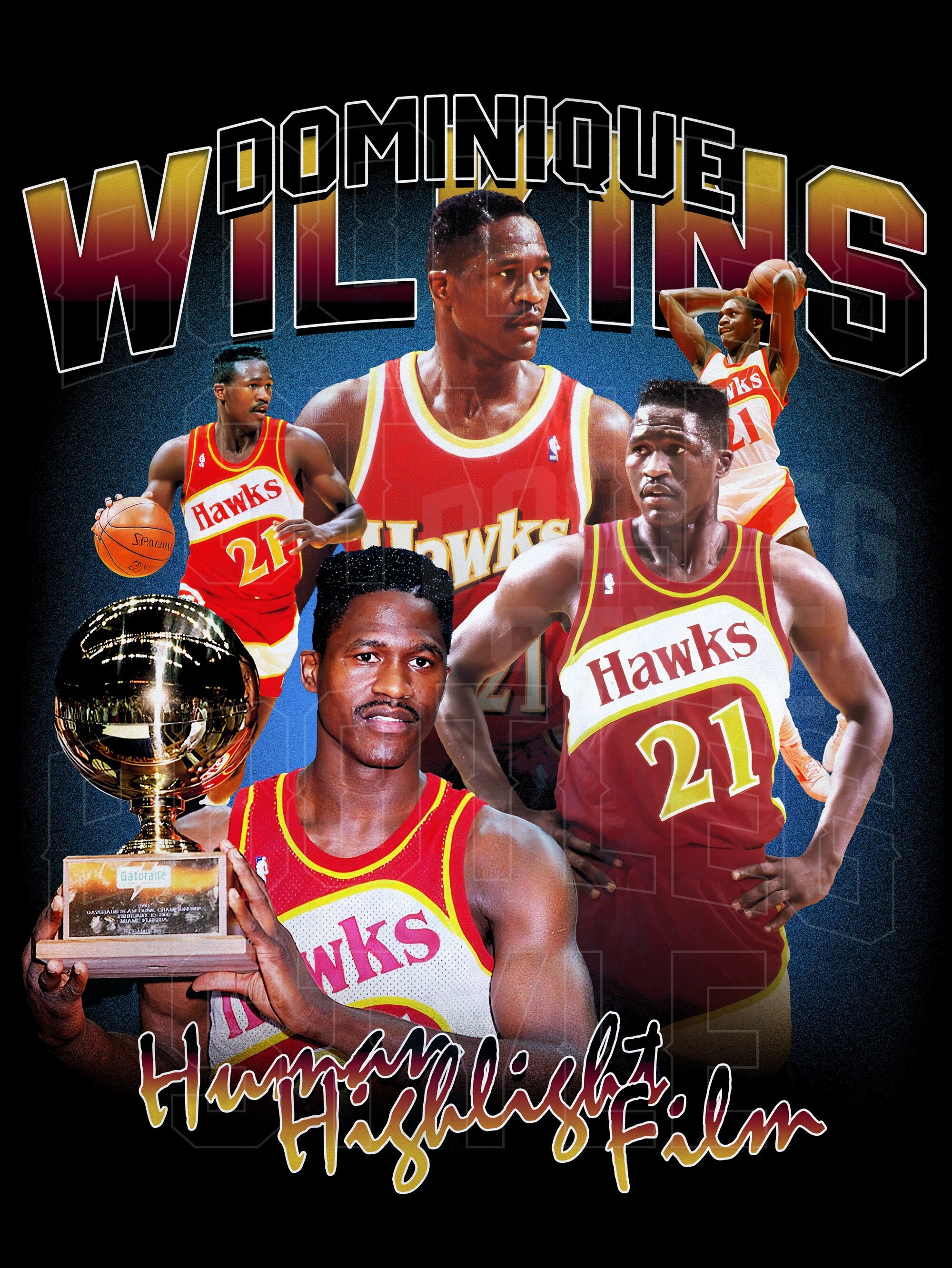 Retro Dominique Wilkins Trading Card - Basketball - Posters and Art Prints