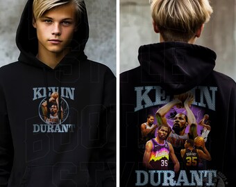 Kevin Durant Hooded Sweatshirt for Youth Boys Girls 90s Bootleg Style Rap Hoodie Vintage style Gift for Phoenix Basketball KD fan