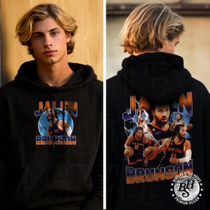 Jalen Brunson Hooded Sweatshirt gift for New York Basketball Fan Basketball 90s Vintage Bootleg Style Rap Hoodie hoodie for Men Women