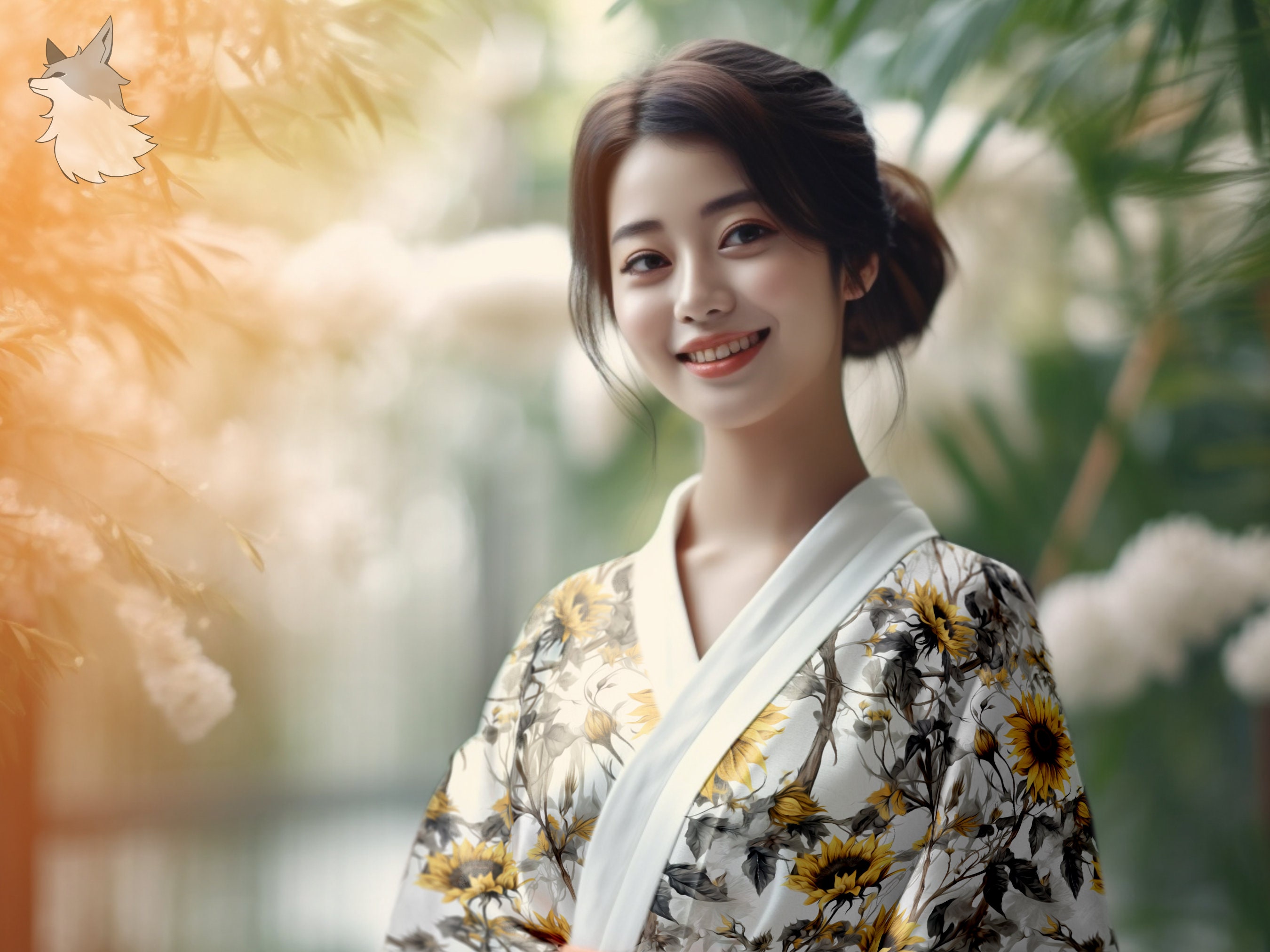着物・浴衣 SUNFLOWER 90s Cotton Yellow SUNFLOWER Kimono, Japanese Fashion