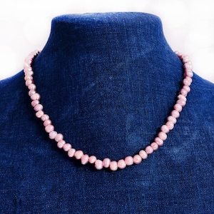 Baroque Pink Pearl Necklace-Freshwater Pearls Adjustable 17&quot; to 19&quot; - Sterling Silver Heart Clasp - Bridesmaid Bridal, Modern Baroque Pearls
