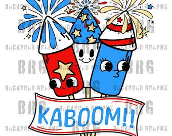 Kaboom Retro Fireworks 4th of July PNG