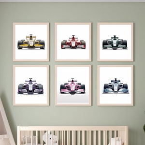 Formula Race Cars, Set of 6, Nursery and Kids Decor, Formula One syle cars, Sports Cars, Digital Downloads