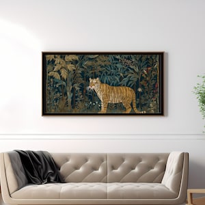 Wall Decor, Dramatic Wide Format Tiger In Jungle Scene, PRINTABLE wall art, tiger,  DIGITAL DOWNLOAD, up to 85 x 40 inches, 16:9 ratio