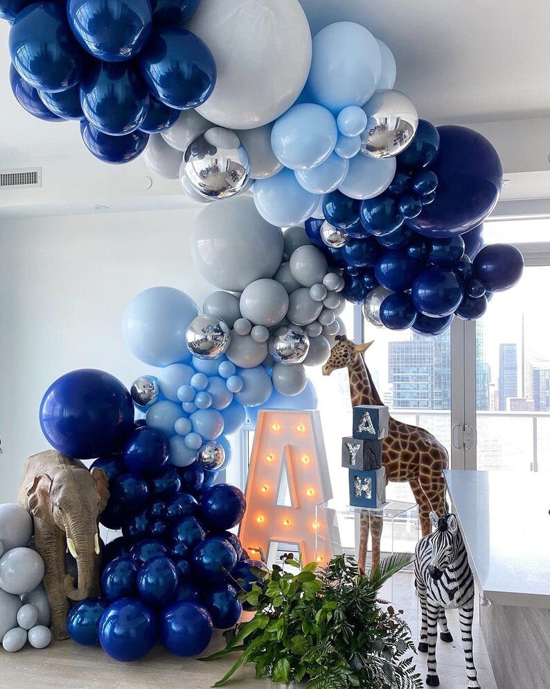 Zebra Arch Balloon Garland Kit Blue Gender Reveal Party - Etsy
