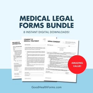 Legal Forms Medical Office HIPAA Consent Release of Information Consent to Treat Financial Agreement Privacy Word Canva Google Docs Template