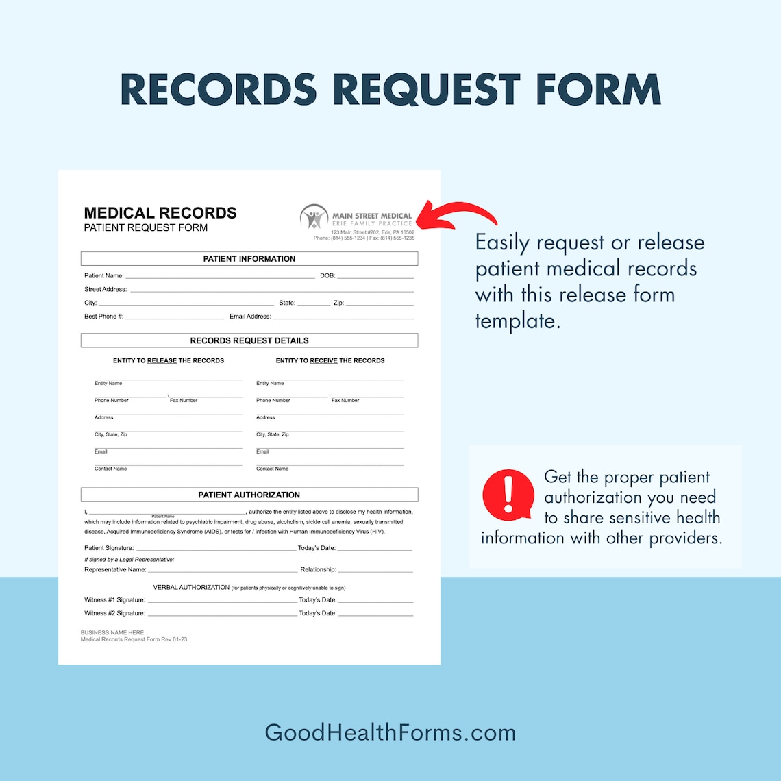 Medical Records Request Form Template for Health Care Office Printable Medical Records Request Form Template for Health Care Office Printable
