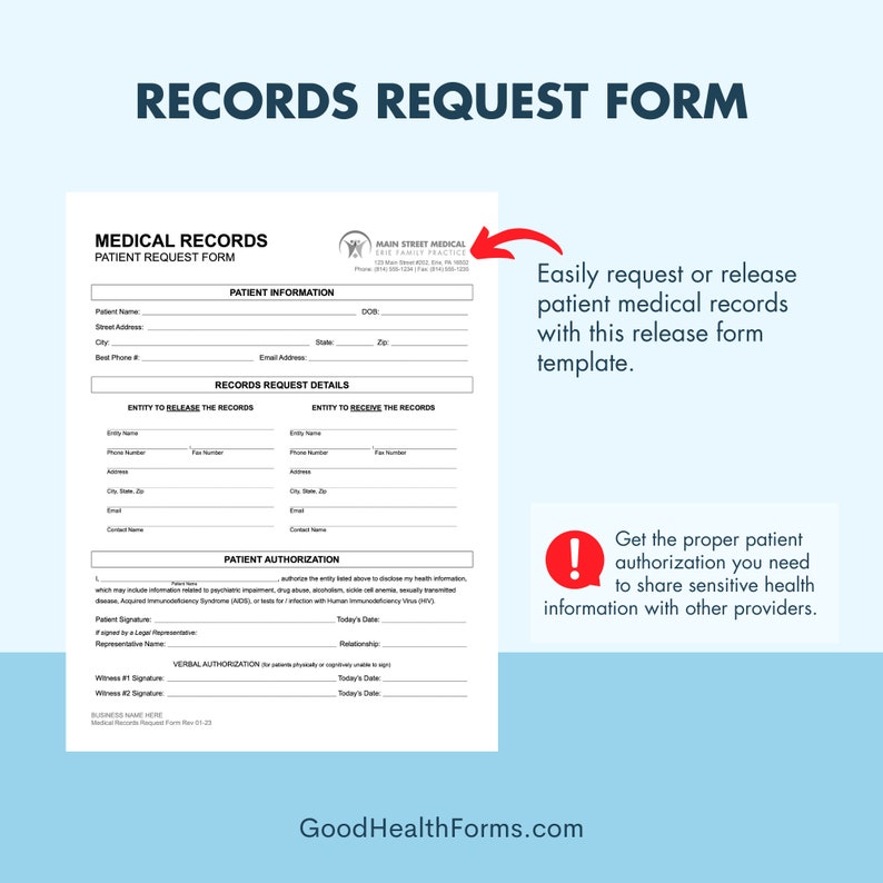 Medical Records Request Form Template for Health Care Office Printable Medical Records Request Form Template for Health Care Office Printable