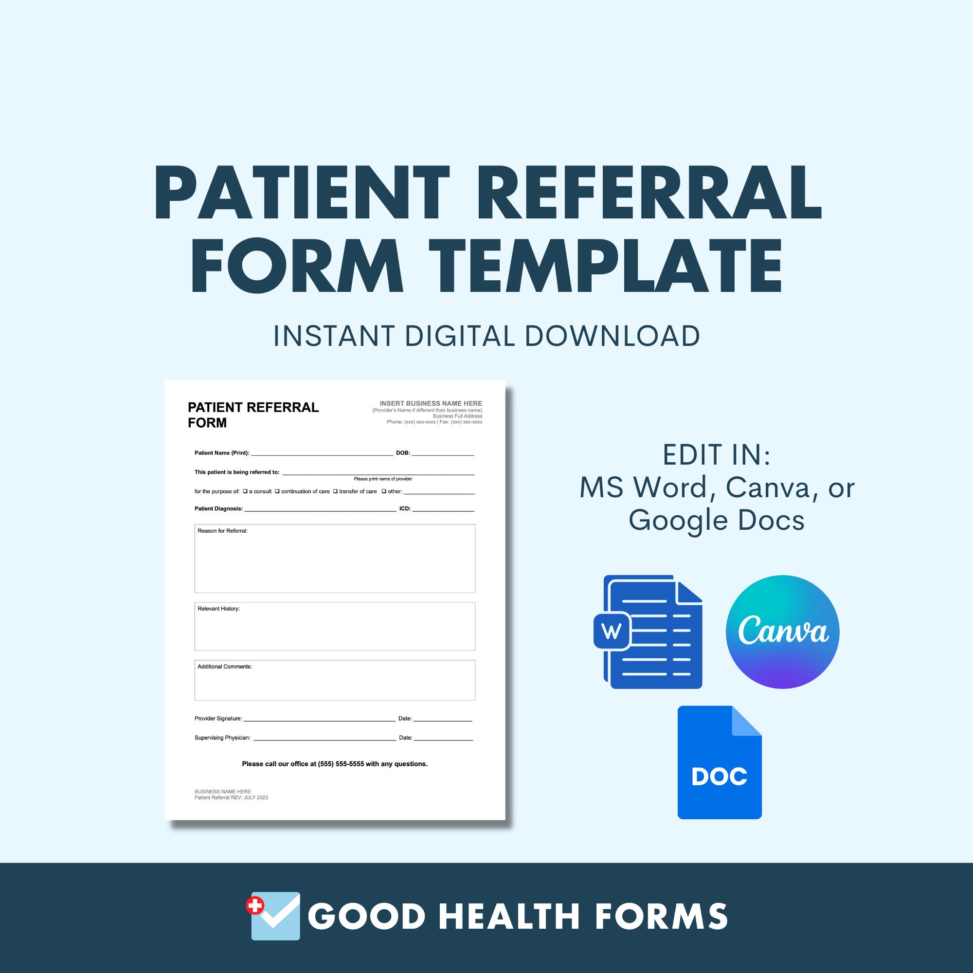 Patient Referral Form Template for Medical or Health Care Office Patient Referral Form Template for Medical or Health Care Office
