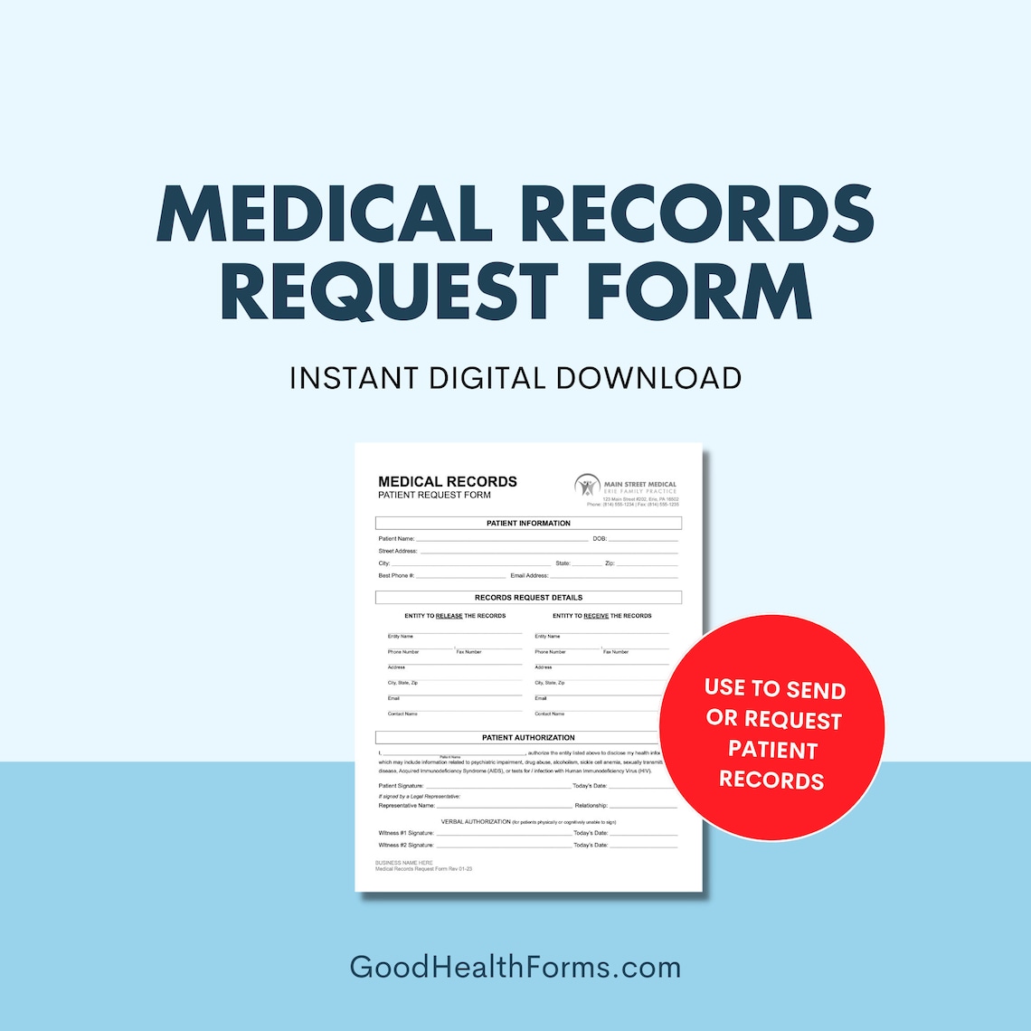 Medical Records Request Form Template for Health Care Office Printable Medical Records Request Form Template for Health Care Office Printable
