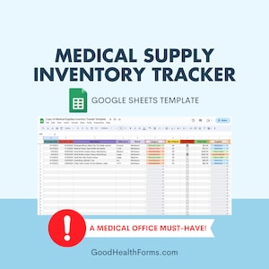 Medical Supply Inventory Tracker Digital Template Google Sheets