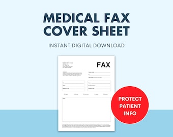 Medical Fax Cover Sheet for Health Care Office Printable Digital Download Template Office Form