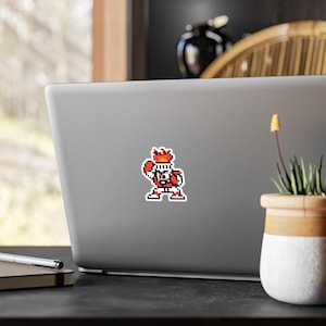 Vinyl Decal Sticker, Fire Man 8-bit Retro Gaming Design, Laptop Decal, Car Decal, Video Game Sticker, Gamer Gift, Gaming Room Decor