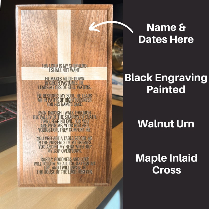 Psalm 23 Custom Wood Urn Bible Verse Urn Personalized Bible Etsy