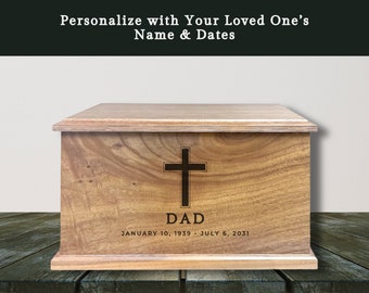 Cross Memorial Large Wood Urn | Christian Funeral Urn | Custom Christ Urn | Custom Cross Urn for Funeral | Wood Urn for Ashes | Personal Urn