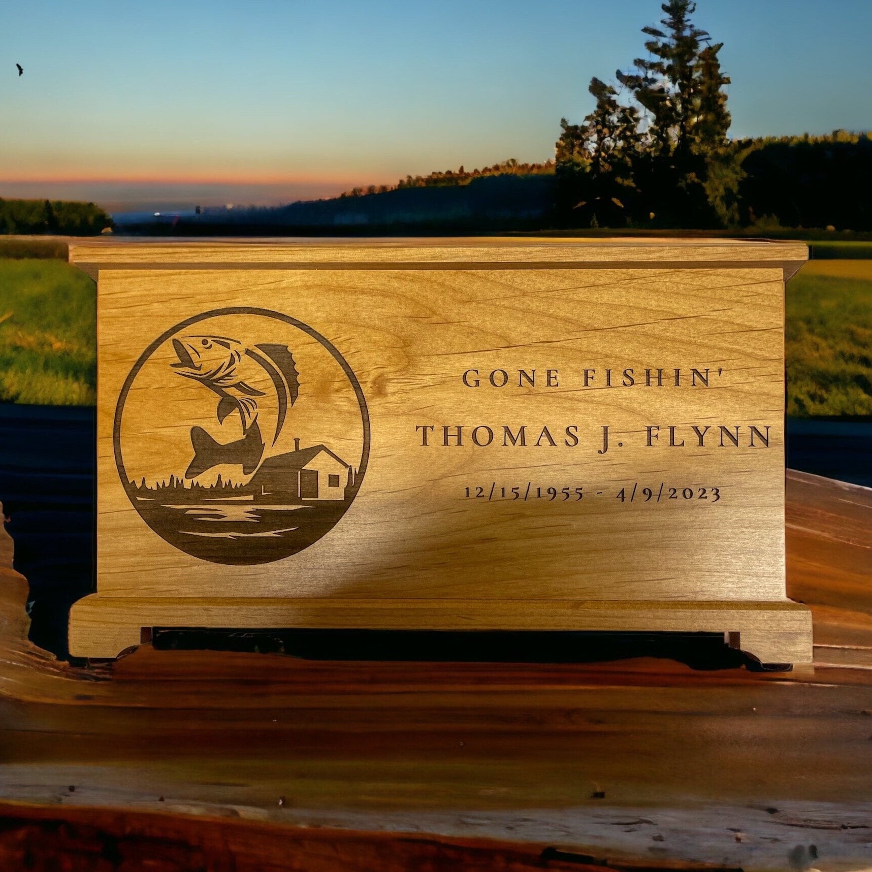 Gone Fishing Urn Personalized Wood Fish Urn Urn for Human Ashes Modern  Adult Cremation Urn Large Sized Fish Cremation Urn, Walleye 
