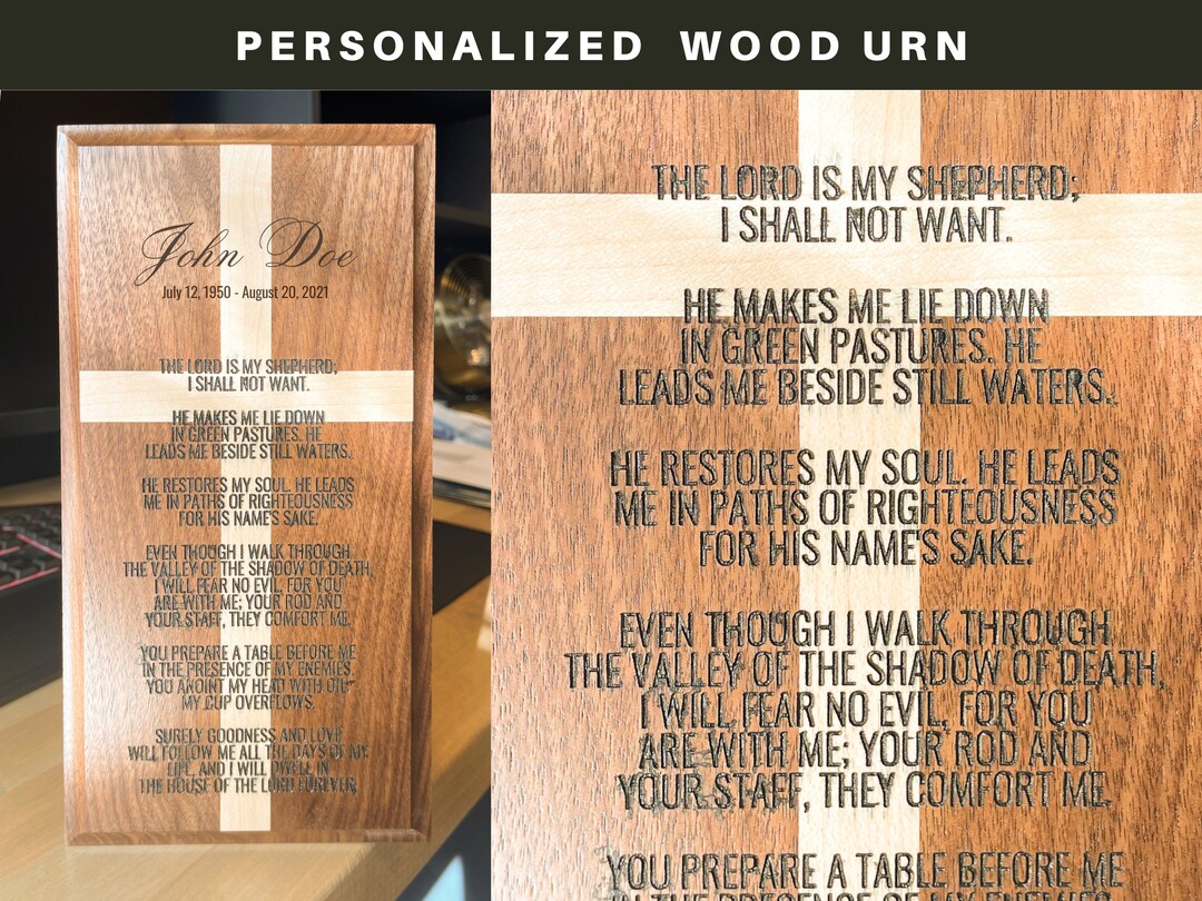 Psalm 23 Custom Wood Urn Bible Verse Urn Personalized Bible Etsy