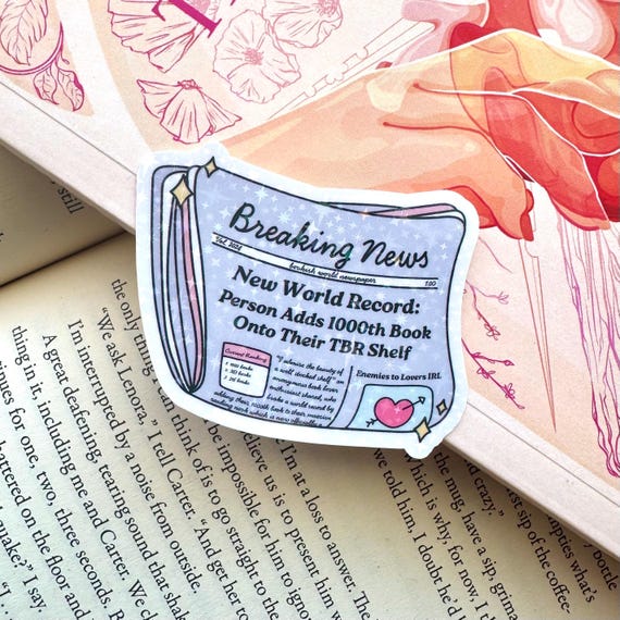 Breaking News TBR World Record Holographic Sticker | Bookish Sticker, BookTok Sticker, Bookworm Gifts, Reader Aesthetic, For Book Lovers