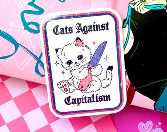 Cats Against Capitalism Holographic Sticker