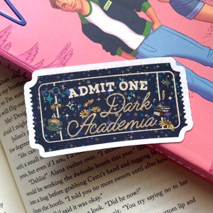 Dark Academia Trope Admission Ticket Holographic Sticker | bookish, book, kindle, bookworm, reading sticker, book club, booktok