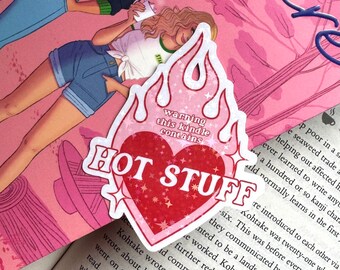 Warning This Kindle Contains Hot Stuff Holographic Sticker | bookish, book, kindle, bookworm, reading sticker, book club, booktok