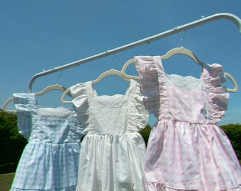 Bella Girl Dress, Mommy and Me Matching Pink Dress, Lace Trim Cotton