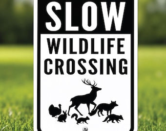 Deer Crossing Sign, Outdoor Aluminum Warning Sign, Rustic Cabin Decor, Wildlife Yard Sign, Custom Property Entrance Sign