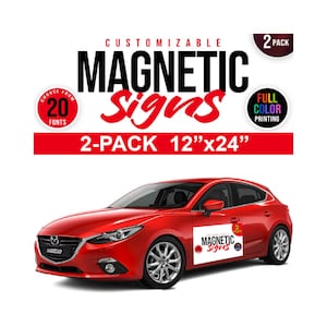 Personalized Car Vehicle Magnetic Signs - Car Magnet Custom Decals -Set of 2 in Full Color - Business Logo on Cars - Truck Magnets