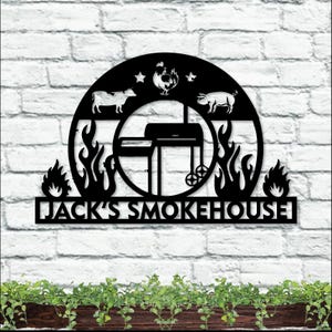 next day ship Custom BBQ Sign, Personalized BBQ Sign, BBQ Name Sign, Smokehouse Metal Sign, Barbecue Metal Sign, bbq Decor Sign, Patio Metal