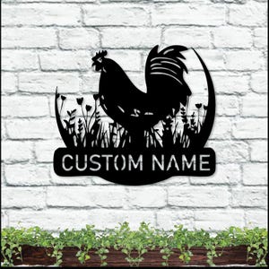 NEXT DAY SHIP Chicken Name Sign, Custom Chicken Decor, Farmhouse Garden Sign, Metal Chicken Art, Personalized Coop Sign
