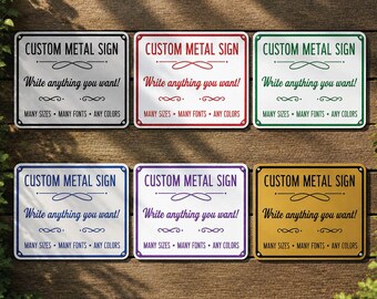 Custom Metal Sign with Text | Personalized Metal Quote Sign | Custom Aluminum Plaque | Business Sign | Rustic Wall Decor | Multiple Colors