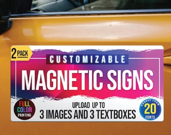 Personalized Signs Magnetic for Vehicles 2 Packs - Personalized Car Magnets, Custom Vehicle Magnets, Magnetic Car Signs, Magnetic Car Decals