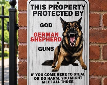 German Shepherd Warning Sign | Beware of Dog Sign | Funny German Shepherd Decor | Aluminum Outdoor Sign | Dog Lover Gift | Yard Sign
