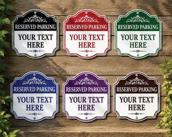 Vintage Reserved Parking Sign | Personalized Parking Spot Sign | Custom Name Parking Plaque | Aluminum Parking Sign | Multiple Colors