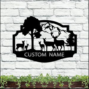 NEXT DAY SHIP Custom Deer Metal Sign, Deer Buck Cabin Sign, Personalized Deer Name Sign, Deer Cabin Decor, Deer Hunting Sign, Deer Wall Art