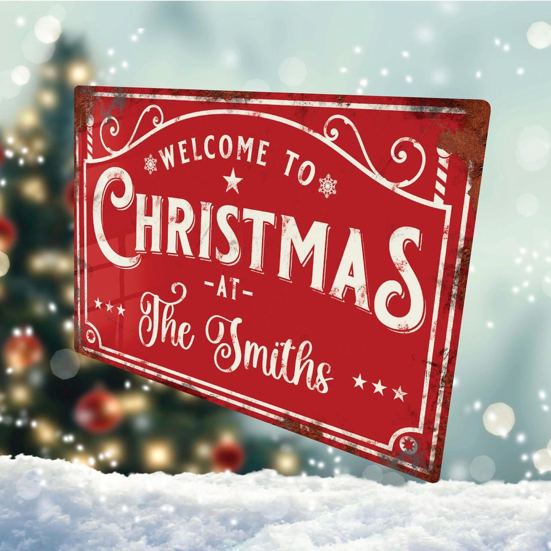 Fancy December Sign Personalised Christmas Sign Vintage Metal Wall Door Decor Traditional ...
