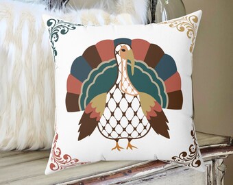 Decorative Thanksgiving Chic Turkey Pillow | Thanksgiving Home Decor | Fall Throw Pillow | Fall Decor Gift | Pretty Fall Pillow | Turkey Day