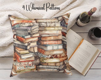 Whimsical Book Pillows | Reading Pillows | Gift for Book Lover | Library Book Pillows for Home | Library Teacher Gift | Reading Teacher Gift