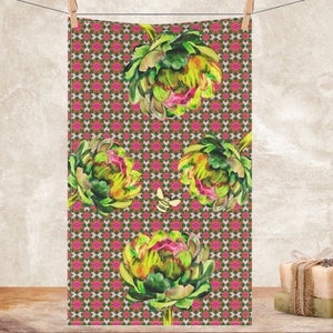 Artichoke Dish Towel | Botanical Towel | Kitchen Decor | Spring Home Decor | Hostess Gift | Artichokes | Pretty Hand Towel