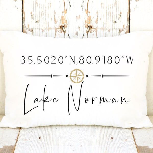 Lake Norman | North Carolina | Custom Lake Norman | North Carolina Pillow | Lake Norman Gift | Lake Norman Pillow | Lake Norman Coordinates
