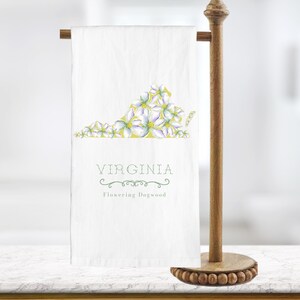 Virginia Kitchen Tea Towel | Floral Housewarming Hostess Farmhouse Towel Gift | Virginia | Custom Kitchen Home Decor | Old Dominion State