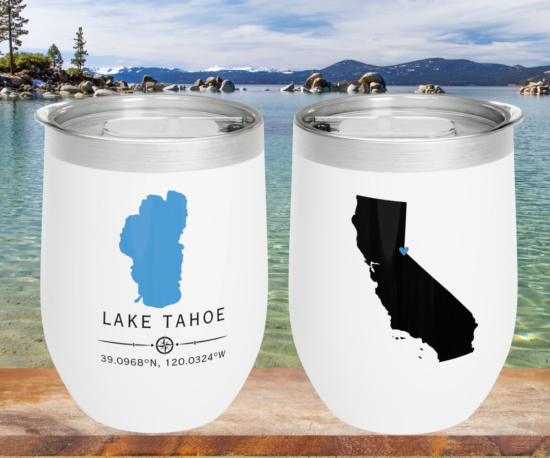 Lake Tahoe Custom Wine Tumbler California Lake Tahoe Gift Custom Lake