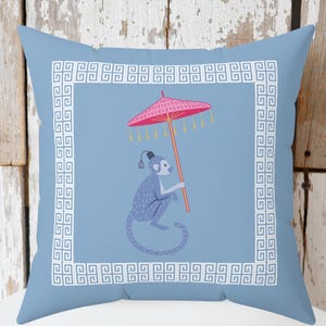 Chinoiserie Monkey Pillow | Chinoiserie Decor | Chinoiserie Throw Pillow | Monkey Gift for Her | 18x18 20x20 Pillow | Printed Pillow Case