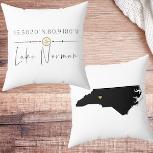 Lake Norman | North Carolina | Custom Lake Norman Pillow Gift | Lake Norman Throw Pillow | Lake Norman Map Coordinates | Lake Life Gift