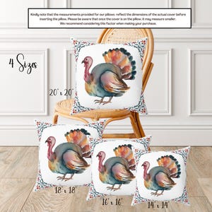 Decorative Thanksgiving Watercolor Turkey Pillow | Thanksgiving Home Decor | Fall Throw Pillow | Fall Home Decor | Pretty Fall Pillows image 5