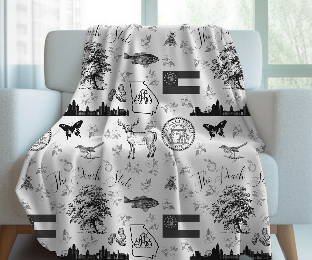 Georgia Toile Throw Blanket | Georgia Gift | Custom Housewarming Gift ...