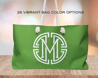 Personalized Weekender Monogram Bag | Monogrammed Beach Boat Bag | Girls Bachelorette Trip Gift Bag | Custom Modern Tote Bag Gift for Her