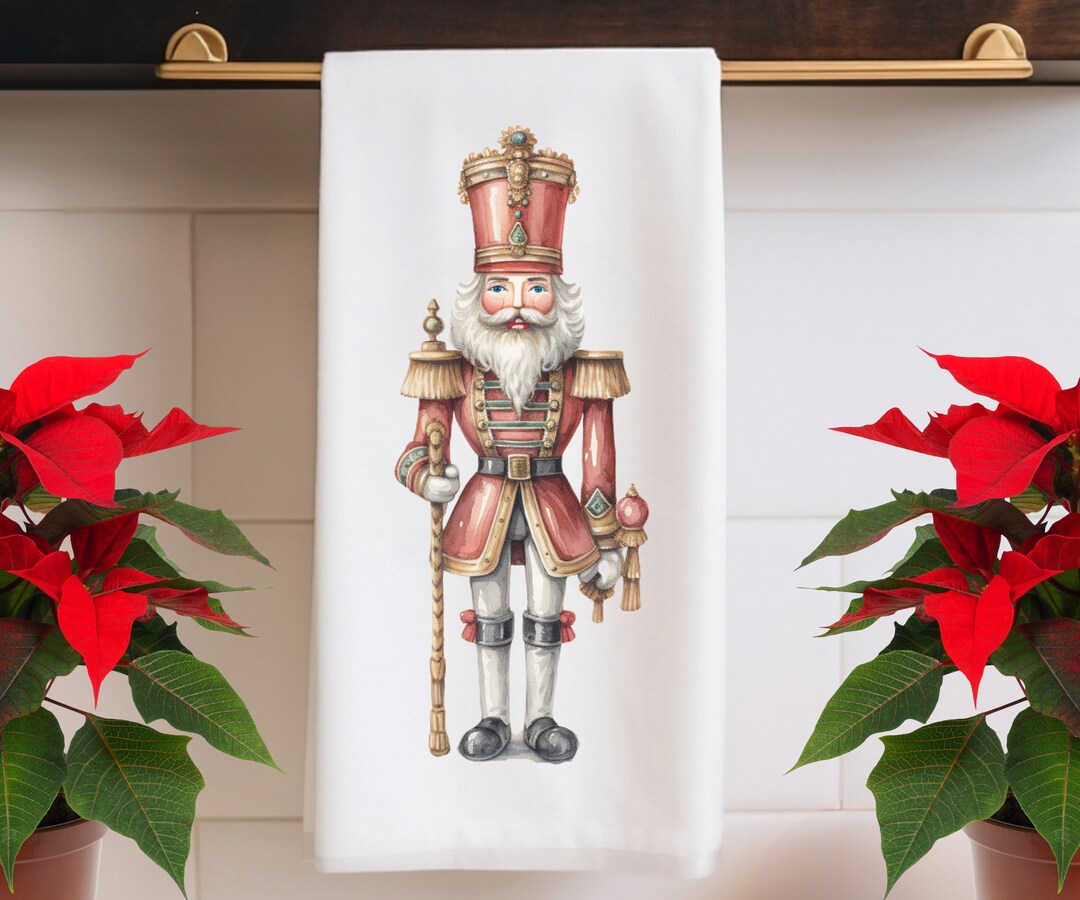 Nutcracker Soldier Holiday Kitchen Tea Towel Christmas Dish Towel Christmas Tea Towel Christmas